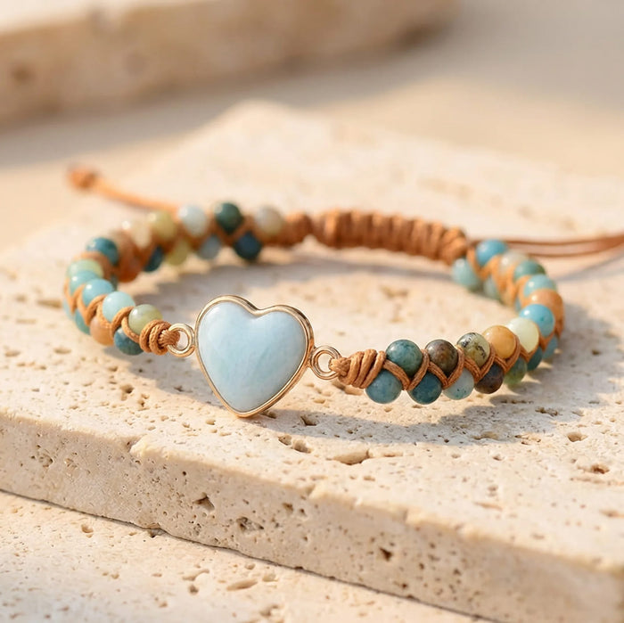 "Woven Bracelet 'Heart' in Amazonite"