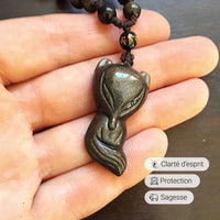 Pendentif "Renard Sage" en Obsidienne Dorée 5