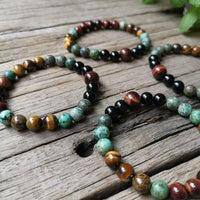 Armband "Schützende Energien" aus Tigerauge, Stierauge, afrikanischem Türkis & Onyx 4