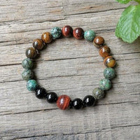 Armband "Schützende Energien" aus Tigerauge, Stierauge, afrikanischem Türkis & Onyx 3