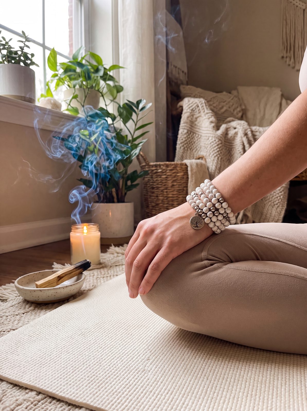 Howlite mala bracelet meditation